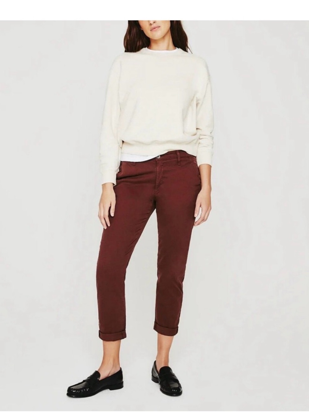 AG Adriano Goldschmied Women’s Slim Chinos in Burgundy